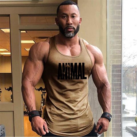 Brand Animal Fitness Tank Top Men Bodybuilding 2019 Gyms Clothing Fitness Men Shirt slim fit Vests Mesh Singlets Muscle Tops