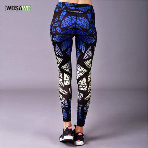 WOSAWE Printing Yoga Pants Womens Slim Compression Workout Sports Leggings Fitness Clothing Gym Trousers Training Running Tights