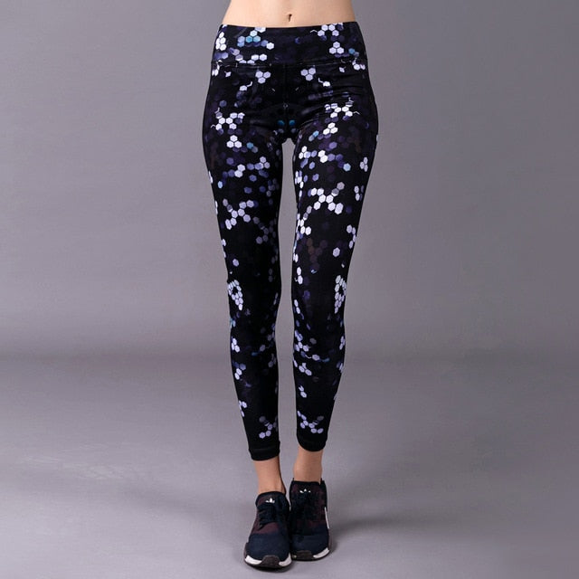 WOSAWE Printing Yoga Pants Womens Slim Compression Workout Sports Leggings Fitness Clothing Gym Trousers Training Running Tights