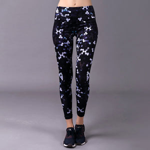 WOSAWE Printing Yoga Pants Womens Slim Compression Workout Sports Leggings Fitness Clothing Gym Trousers Training Running Tights