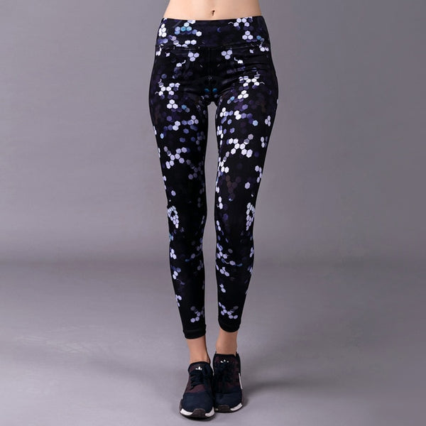 WOSAWE Printing Yoga Pants Womens Slim Compression Workout Sports Leggings Fitness Clothing Gym Trousers Training Running Tights