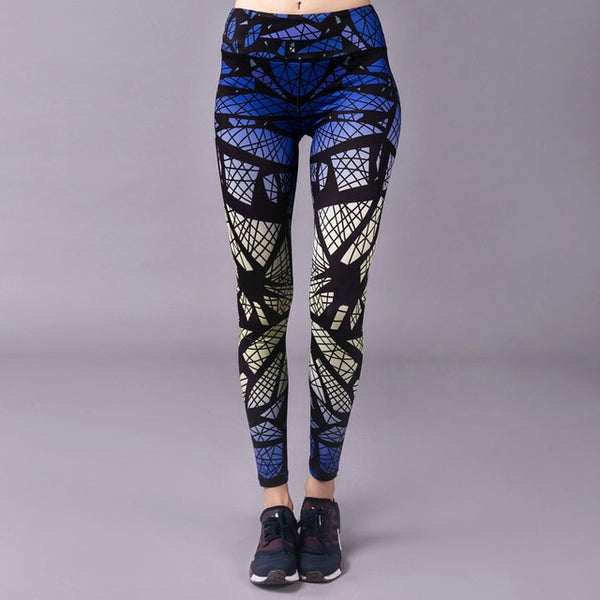 WOSAWE Printing Yoga Pants Womens Slim Compression Workout Sports Leggings Fitness Clothing Gym Trousers Training Running Tights
