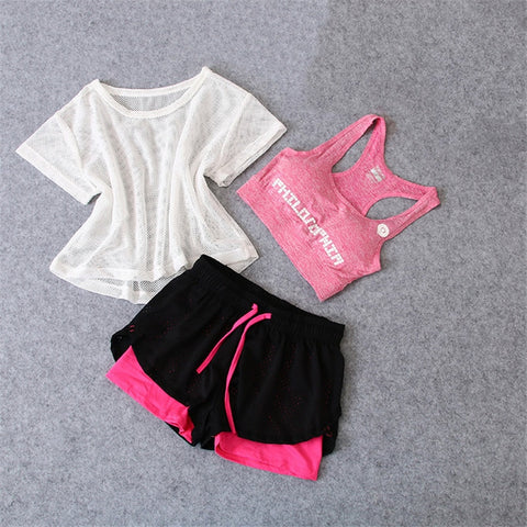 3 Pcs Set Women's Yoga Suit Fitness Clothing Sportswear For Female Workout Sports Clothes Athletic Running Yoga Suit Sets