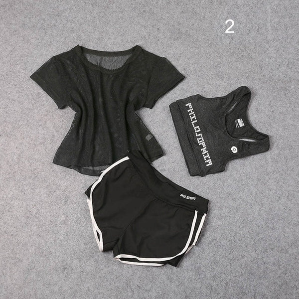 3 Pcs Set Women's Yoga Suit Fitness Clothing Sportswear For Female Workout Sports Clothes Athletic Running Yoga Suit Sets