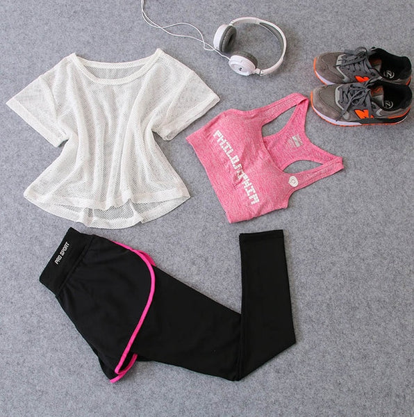 3 Pcs Set Women's Yoga Suit Fitness Clothing Sportswear For Female Workout Sports Clothes Athletic Running Yoga Suit Sets